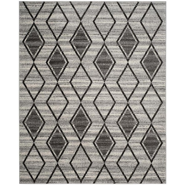 Flowers First 9 x 12 ft. Tunisia Power Loomed Area Rug, Grey & Black - Large Rectangle FL2149494 - main